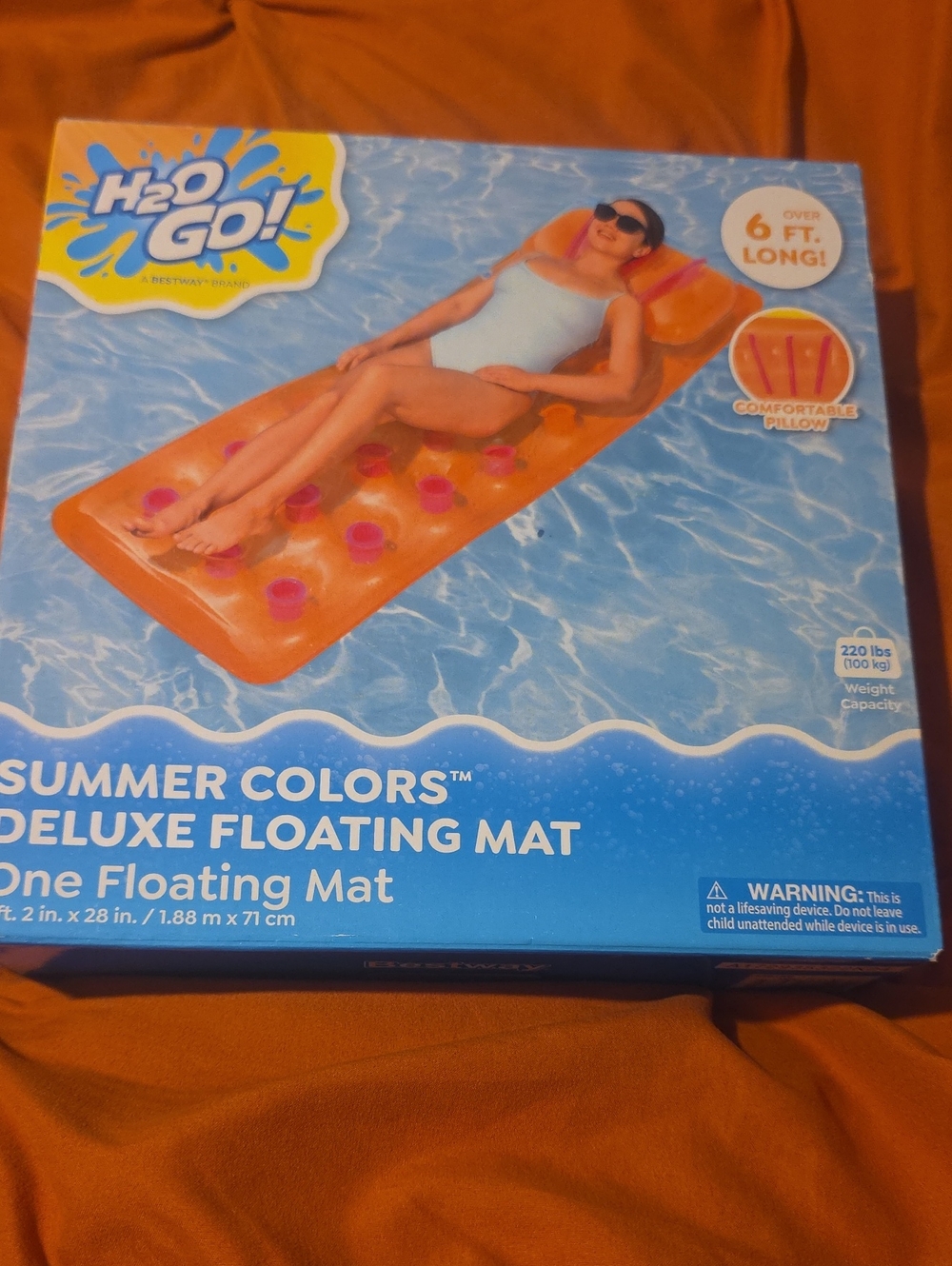 H2O GO! Summer Colors Deluxe Floating Mat - Orange
